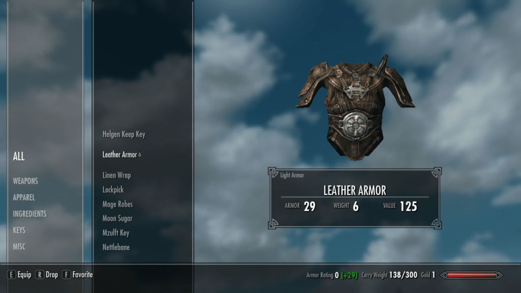 Leather Armor Skyrim ID Spawn Commands Value Weight TBM   Leather Armor 1024x576 