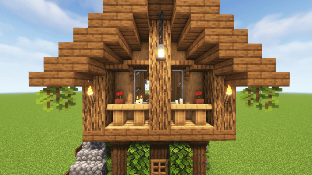 Finish the Minecraft spruce wood house