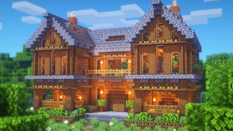 20 Cool Minecraft Spruce Wood House Ideas Tutorial TBM TheBestMods   Large Spruce Mansion 768x432 