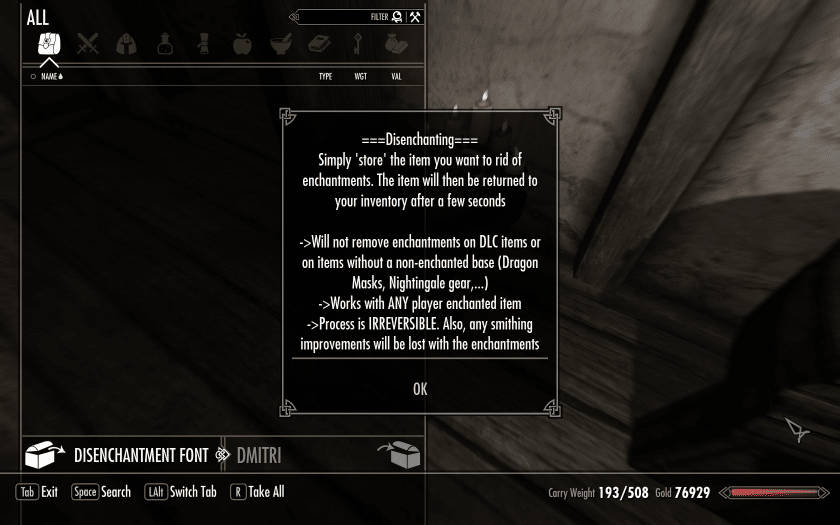 Disenchantment Font - Wipe old enchantments from items