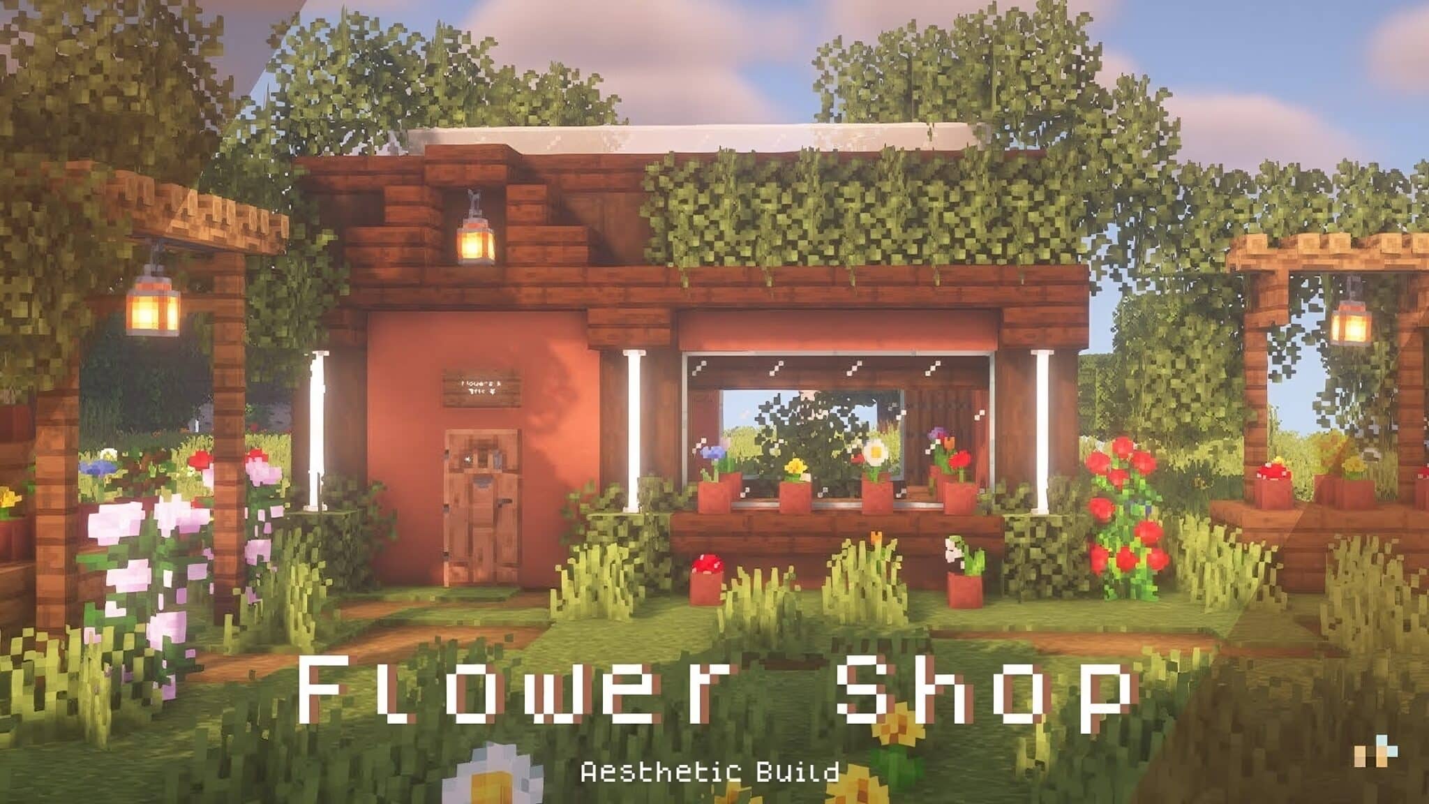 Great Flower Shop Designs In Minecraft TBM TheBestMods   Aesthetic Flower Shop In Minecraft Transformed 2048x1152 